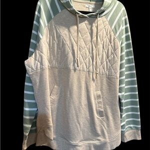 Maurices Green and Beige Striped Hoodie
